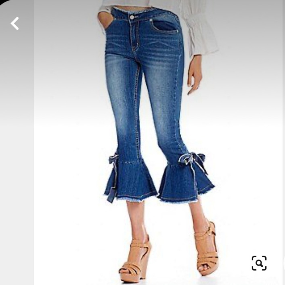 For The Republic Denim Flare Jeans with Bow Accents